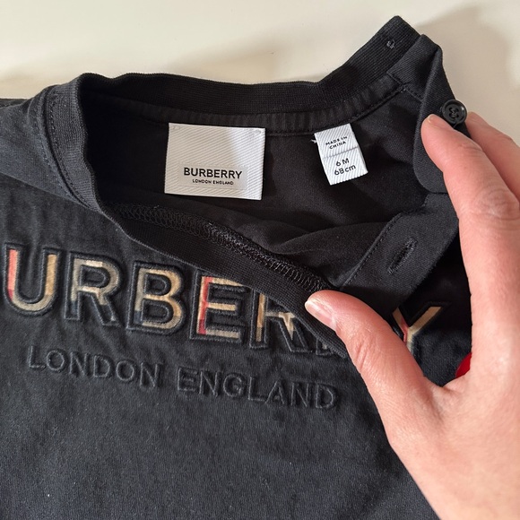 Burberry Kids Cotton T-shirt / Black size 6 months - Picture 3 of 3